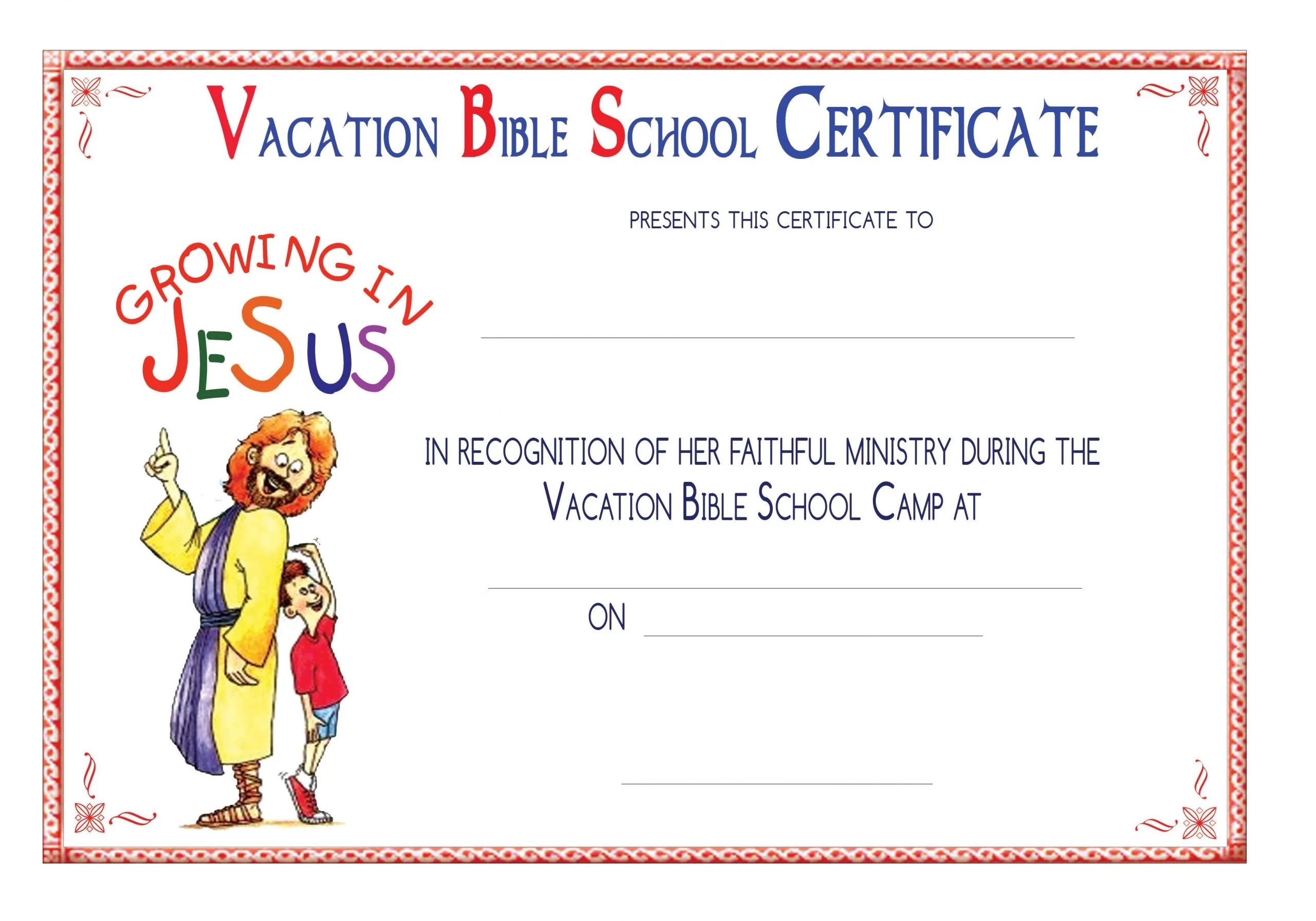 Award Certificates 2024 VBS Certificate Of Completion Vacation 