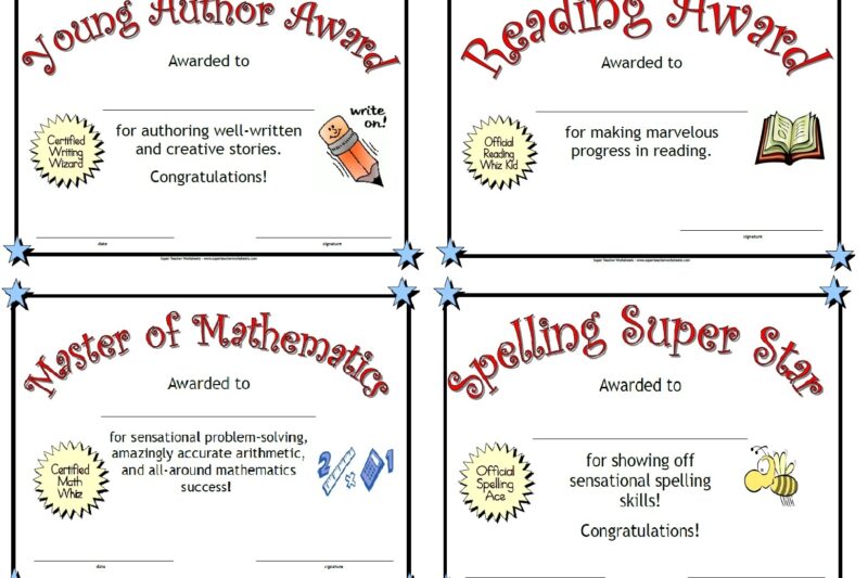 Free Printable Student Writing Award Certificates