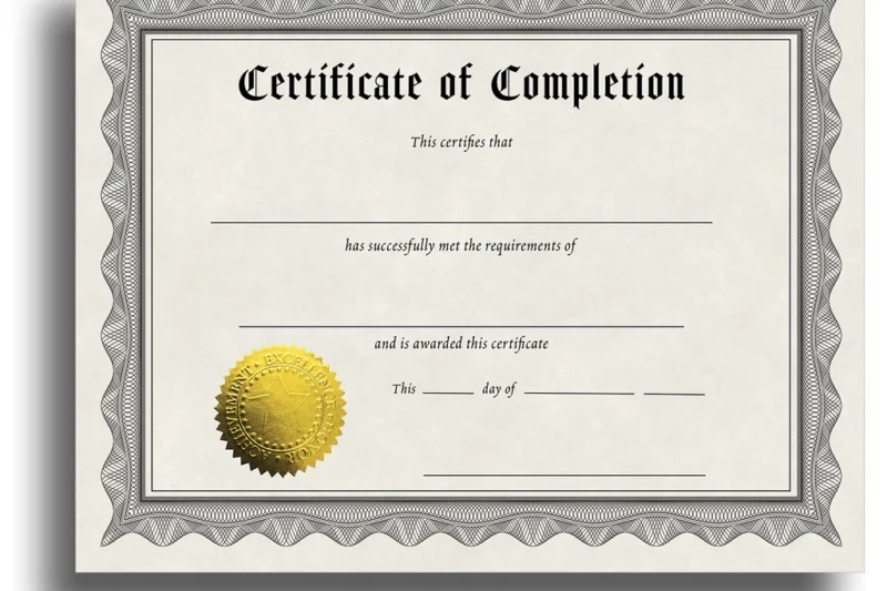 Completion Award Certificate Printable