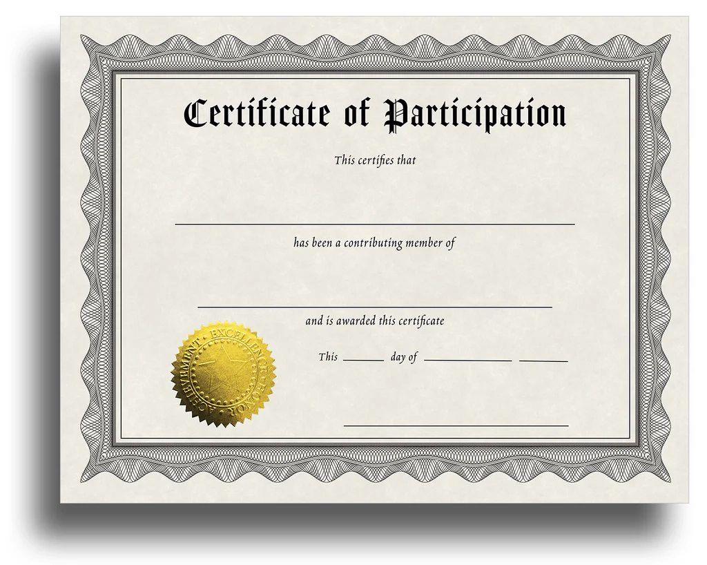 Award Certificates With Gold Foil Seal Participation Award Certificates With Gold Foil Seal Participation