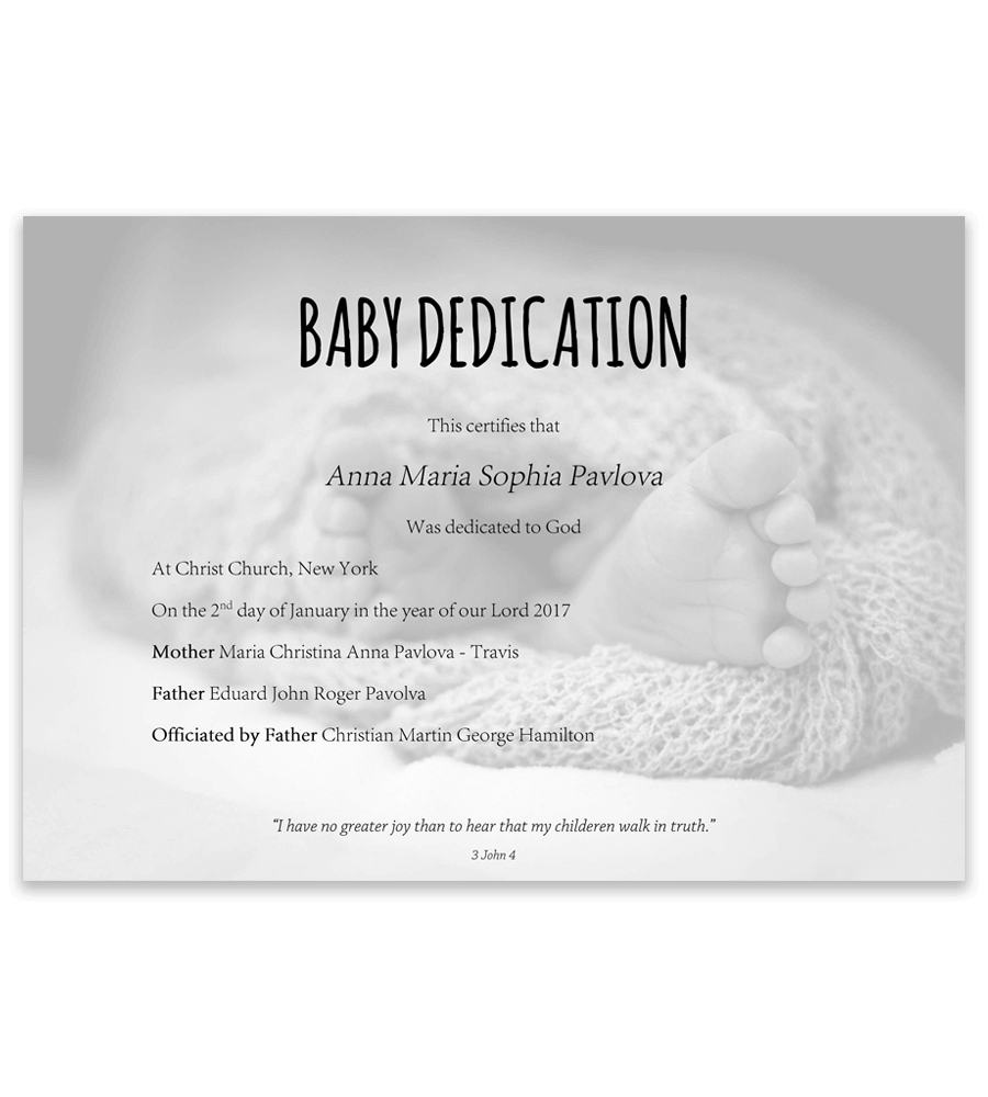 Printable Template Baby Dedication Certificate Printable Template Baby Dedication Certificate