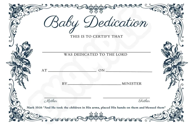 Printable Baby Dedication Certificate