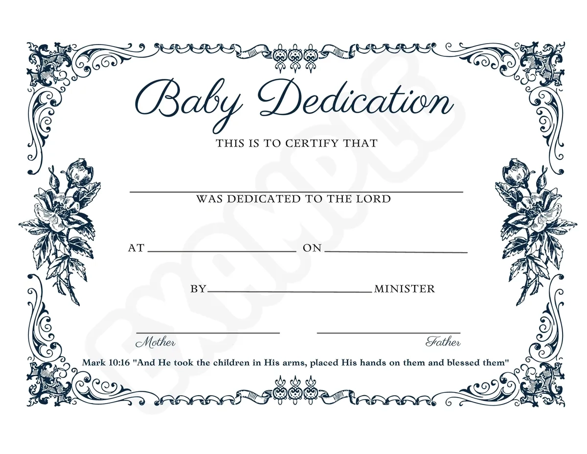 Baby Dedication Certificate Traditional Baby Dedication Certificate Traditional