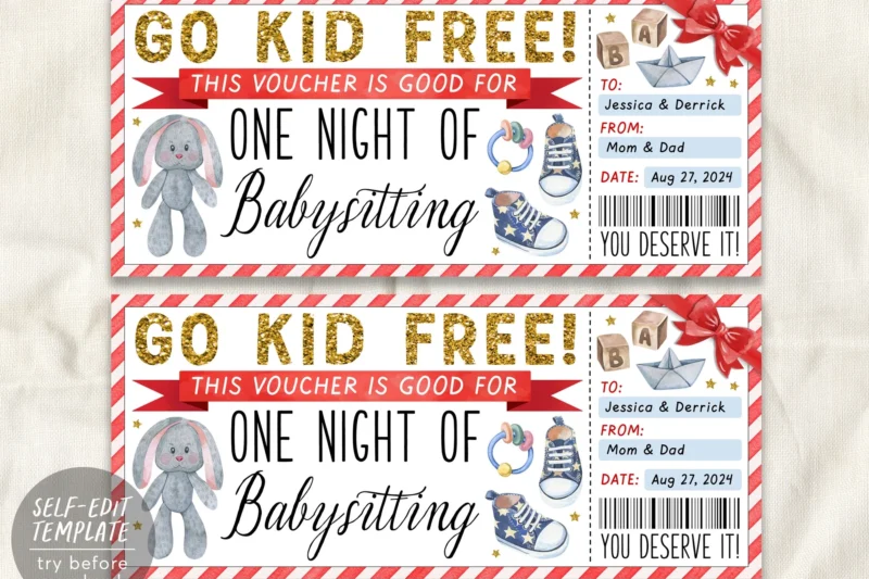 Printable Certificate For Free Babysitting