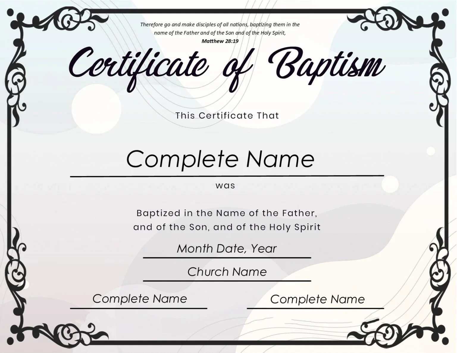 Free Printable Baptismal Certificate