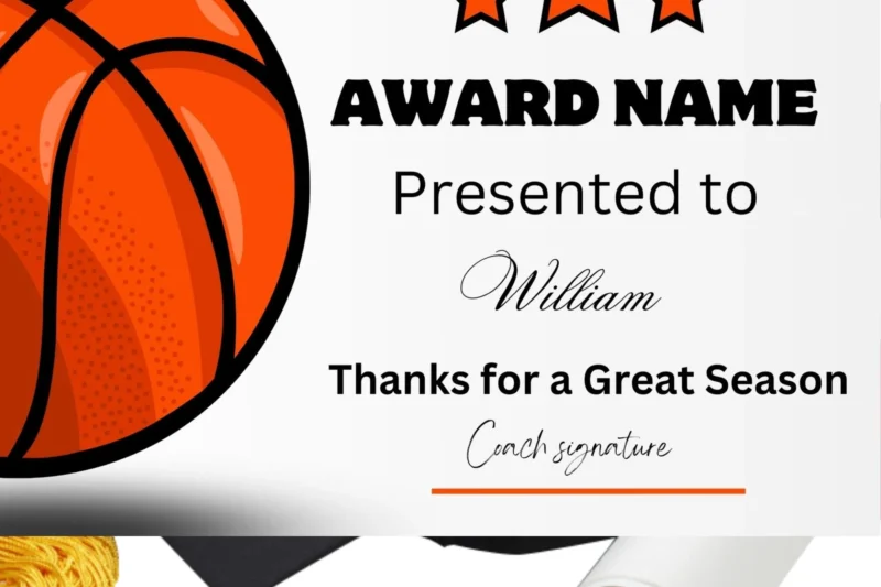 Printable Basketball Participation Certificates