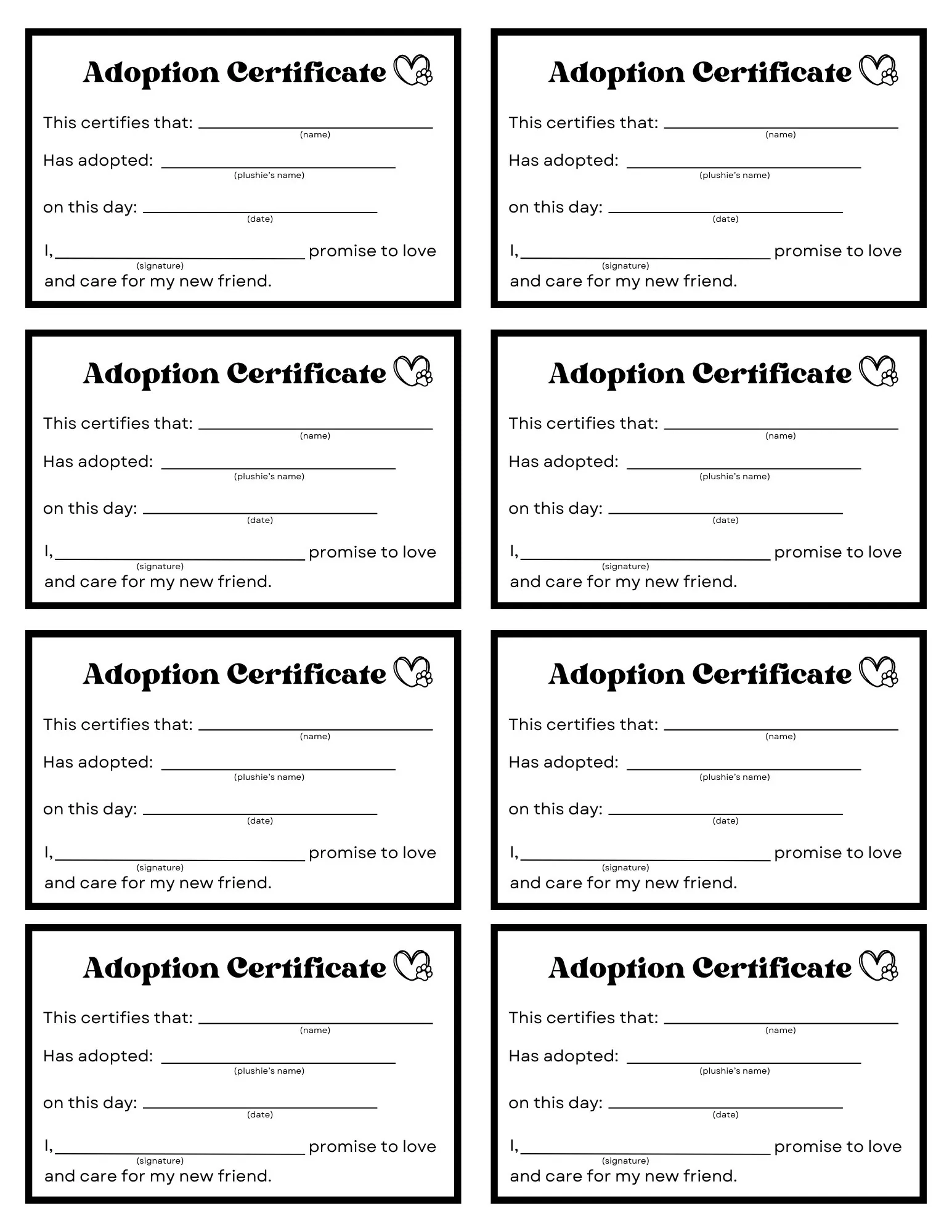 Beanie Boo Adoption Certificate Printable Beanie Boo Adoption Certificate Printable