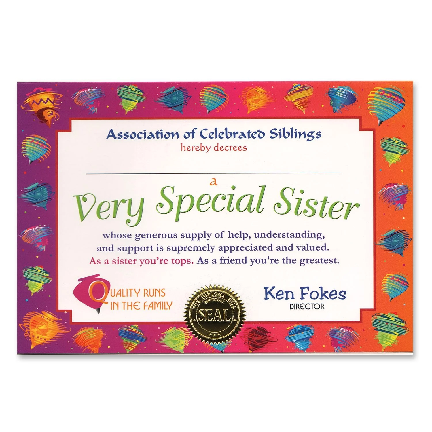 Free Printable Big Sister Certificate