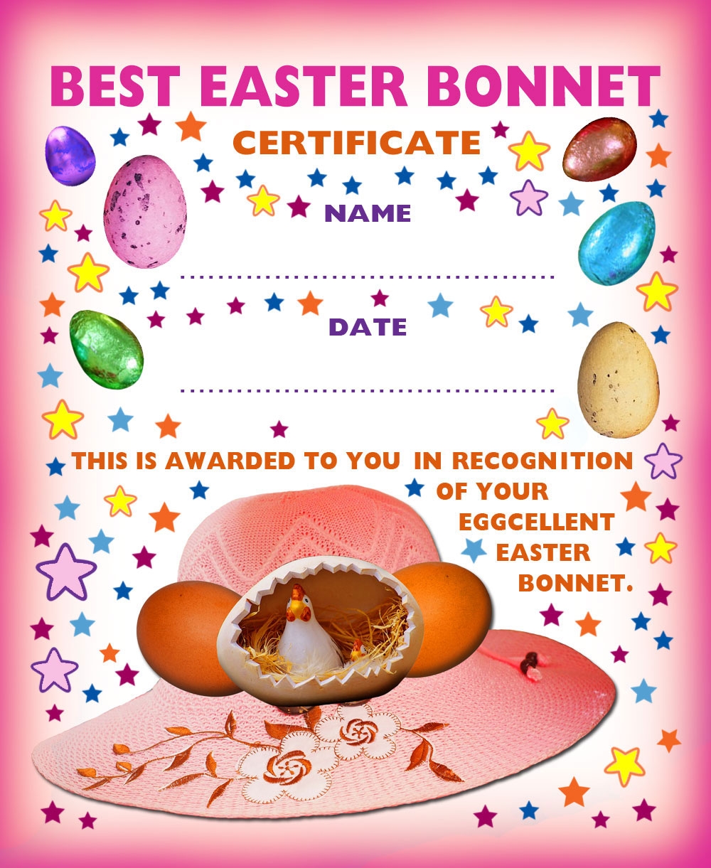 Best Easter Bonnet Certificate Rooftop Post Printables