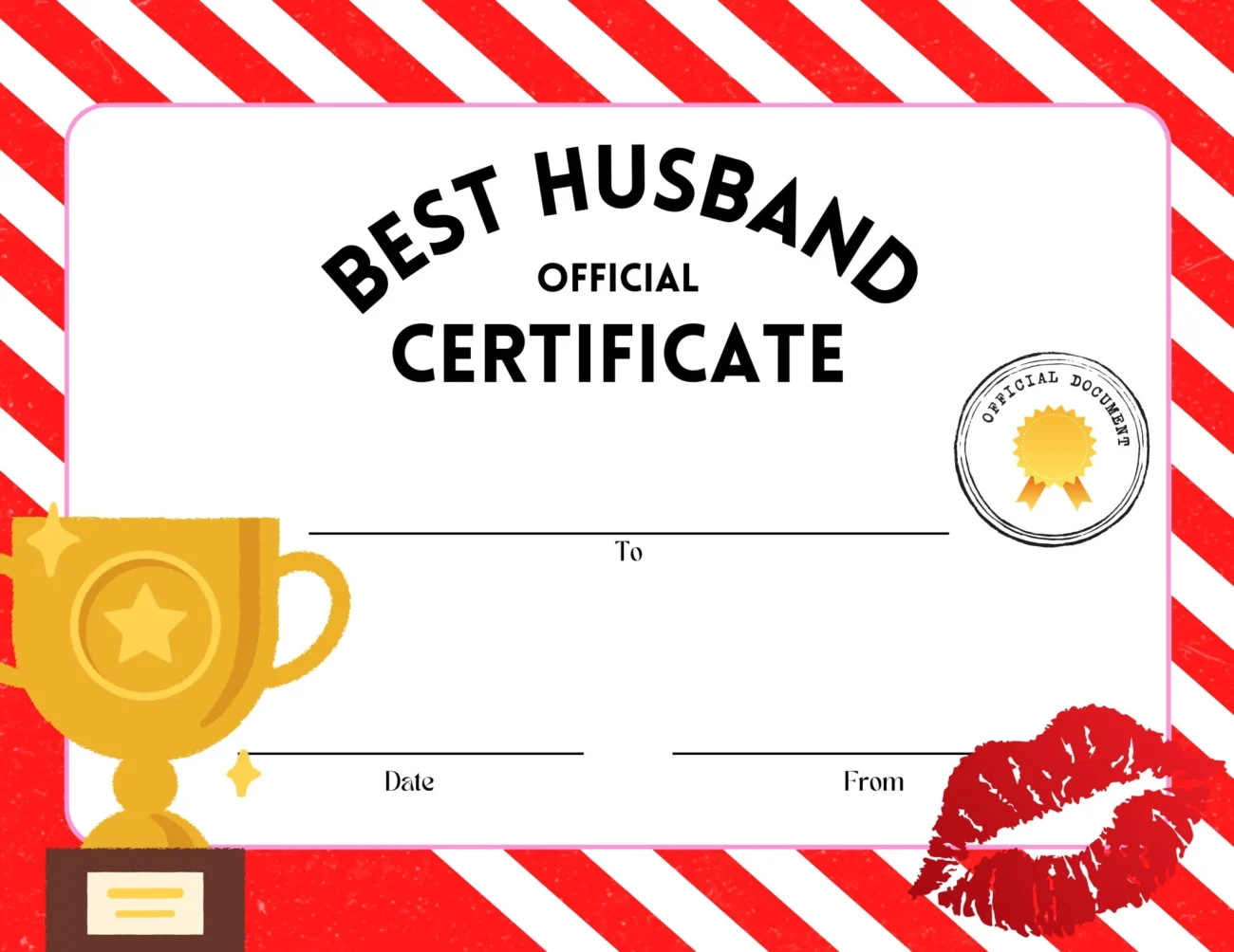 Best Husband Award PDF Instant Download Congratulations Certificate Prize Adults Game Present Gift Valentine s Set Of 2 Red Black Etsy