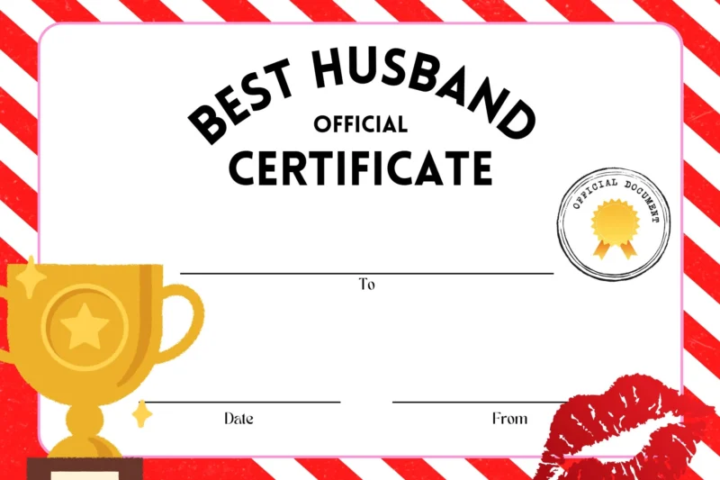 Best Husband Printable Certificate