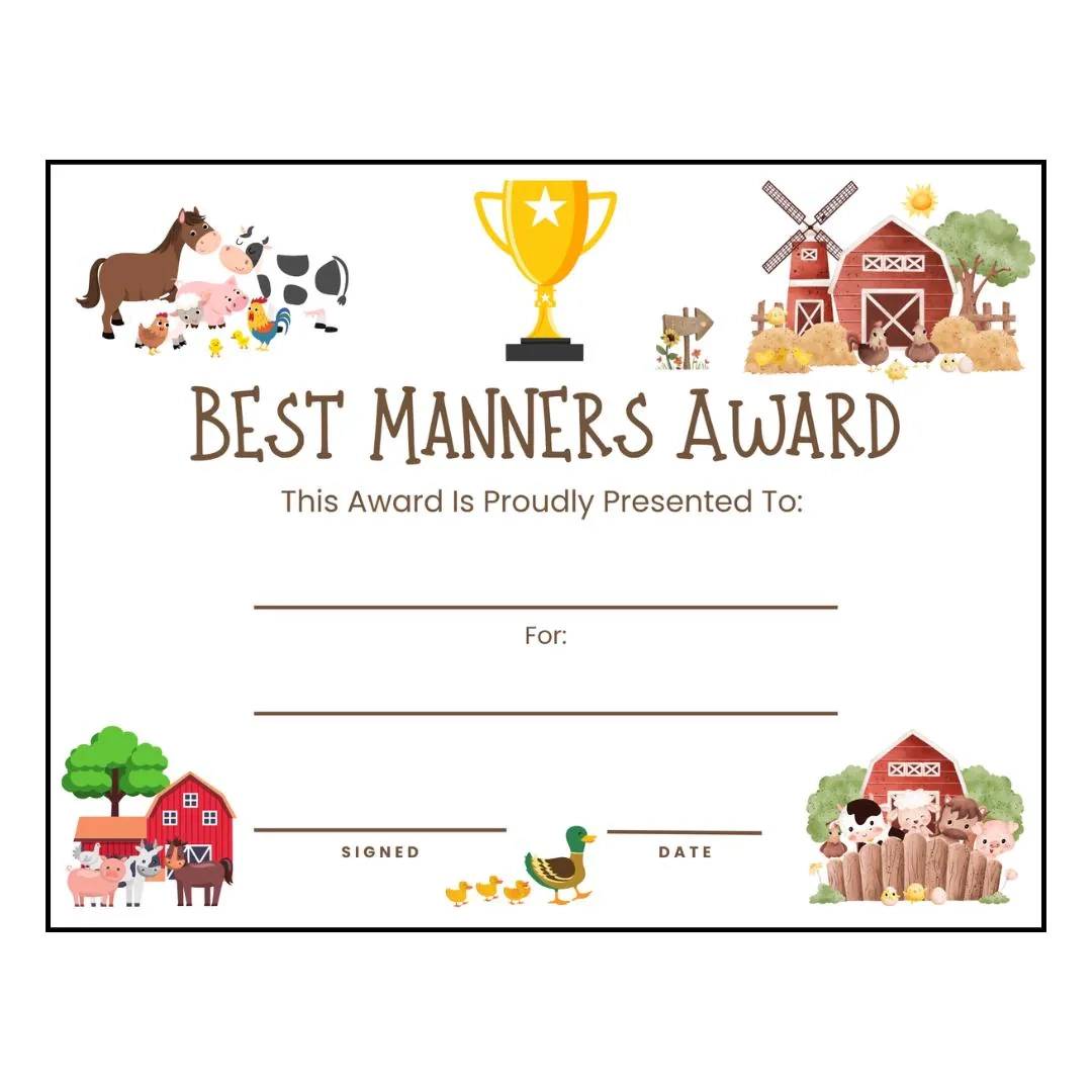 Printable Good Manners Certificate