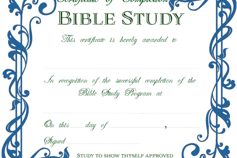 Printable Bible Club Certificate