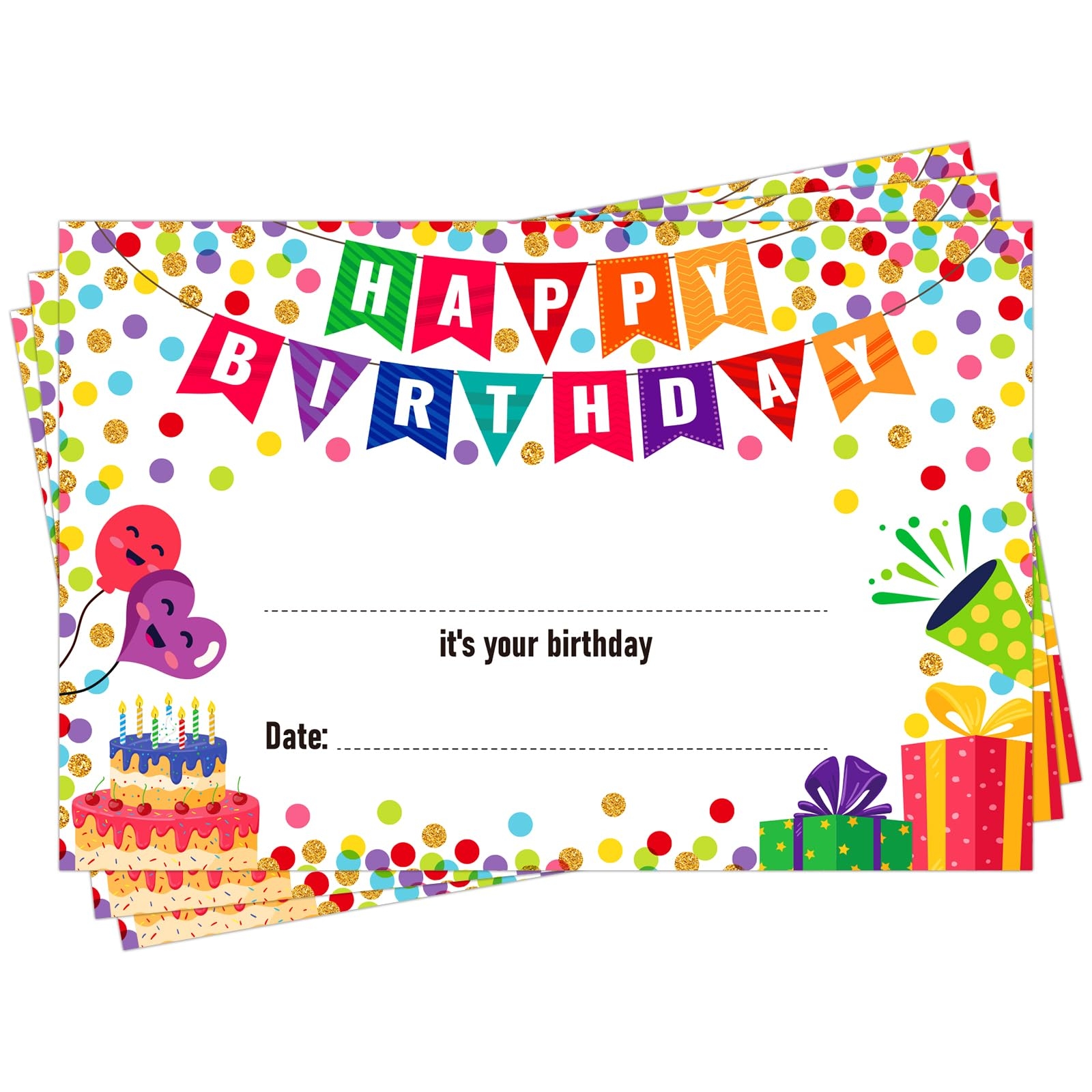 Birthday Certificates For Kids Classroom 36pcs Confetti Happy Birthday Cert EBay