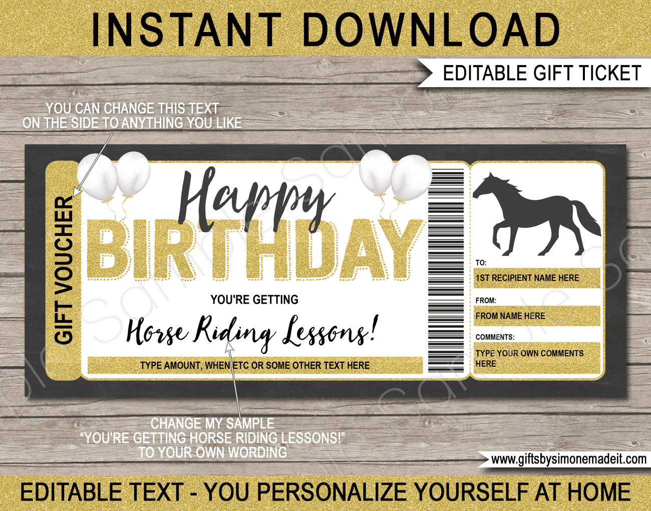 Birthday Horse Riding Voucher Template Printable Lessons Or Trail Rides Birthday Horse Riding Voucher Template Printable Lessons Or Trail Rides