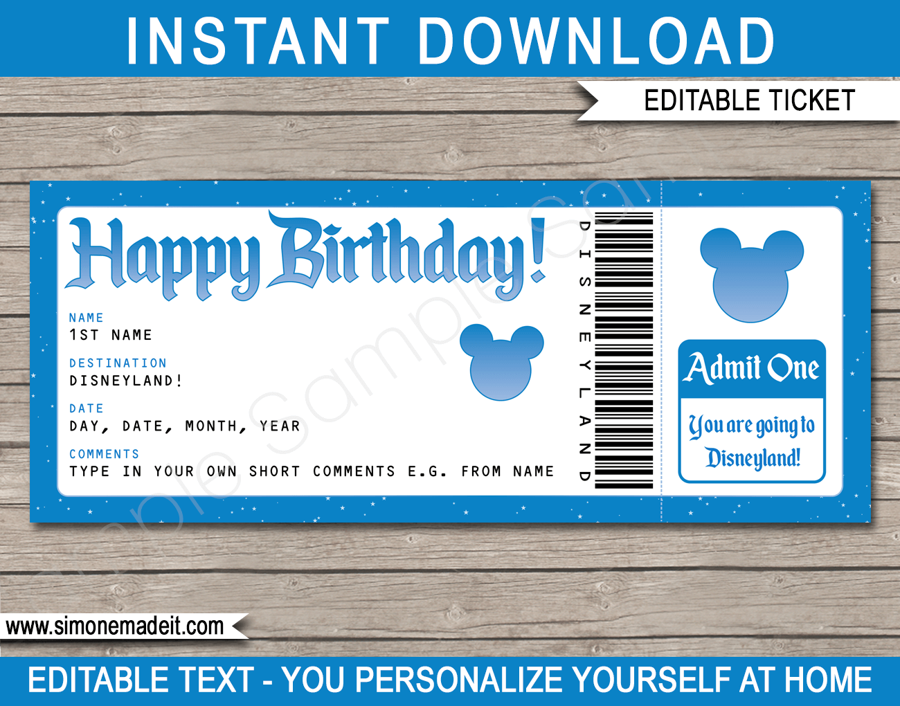 Disneyland Printable Gift Certificate Disneyland Printable Gift Certificate