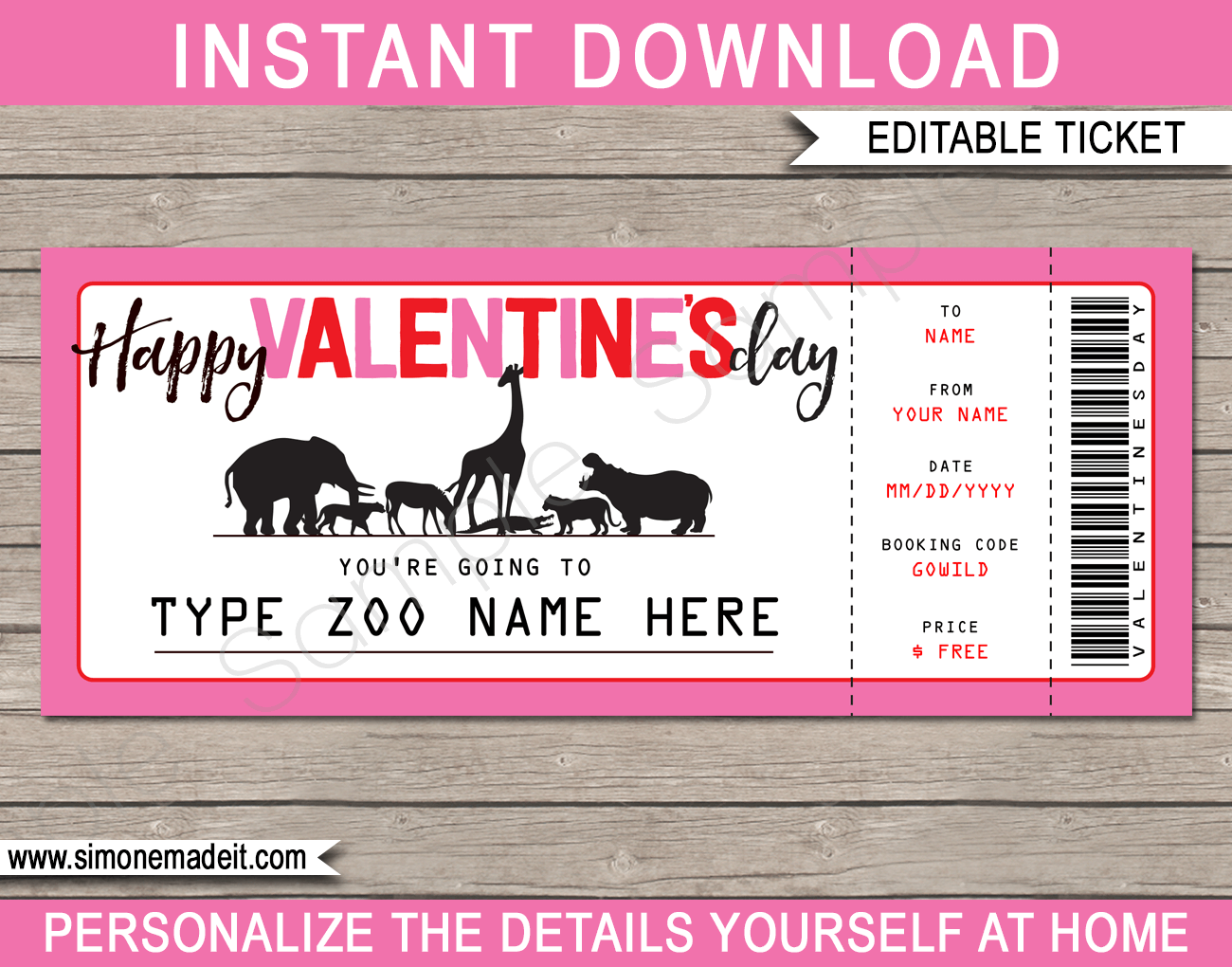 Birthday Zoo Tickets Gift Voucher Template Surprise Tickets To The Zoo Birthday Zoo Tickets Gift Voucher Template Surprise Tickets To The Zoo