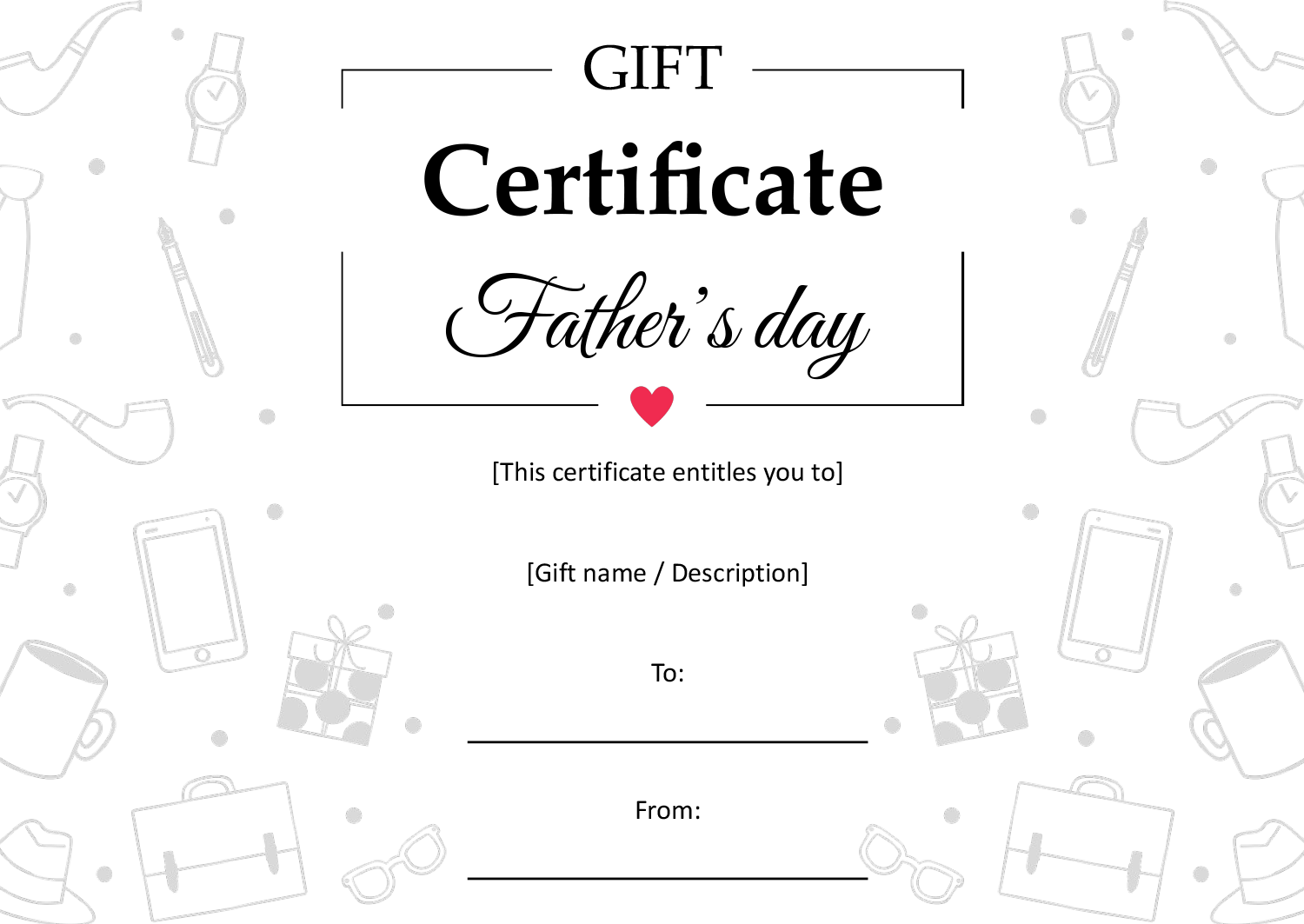Black And White Father s Day Gift Certificate Template PowerPoint Google Slides Highfile