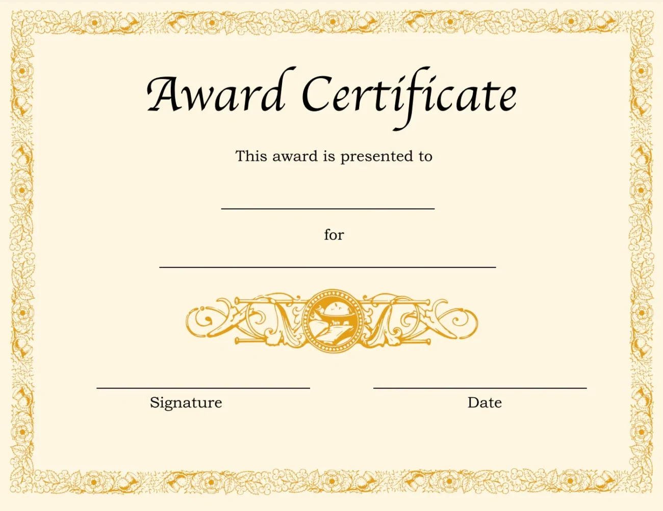 Blank Award Certificate Etsy