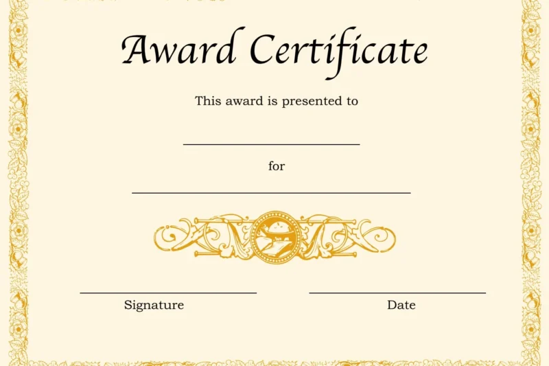 Blank Printable Award Certificate Template