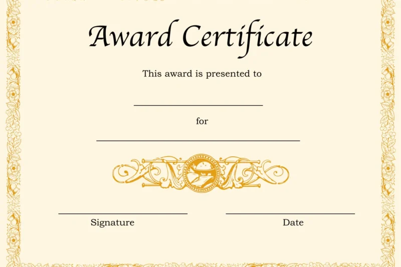 Printable Award Certificate Template