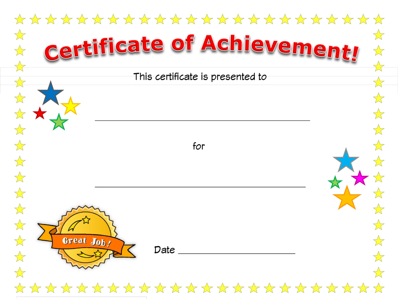 Blank Certificate Of Achievement Templates At Worksheets Library