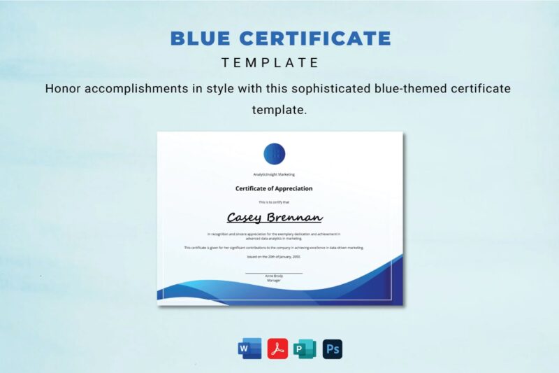 Printable Free Blue Certificate