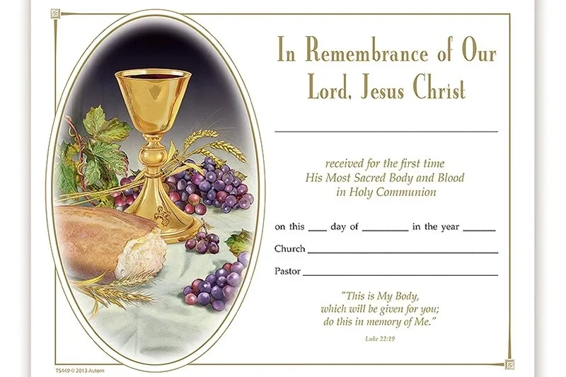 Printable First Communion Certificate Template