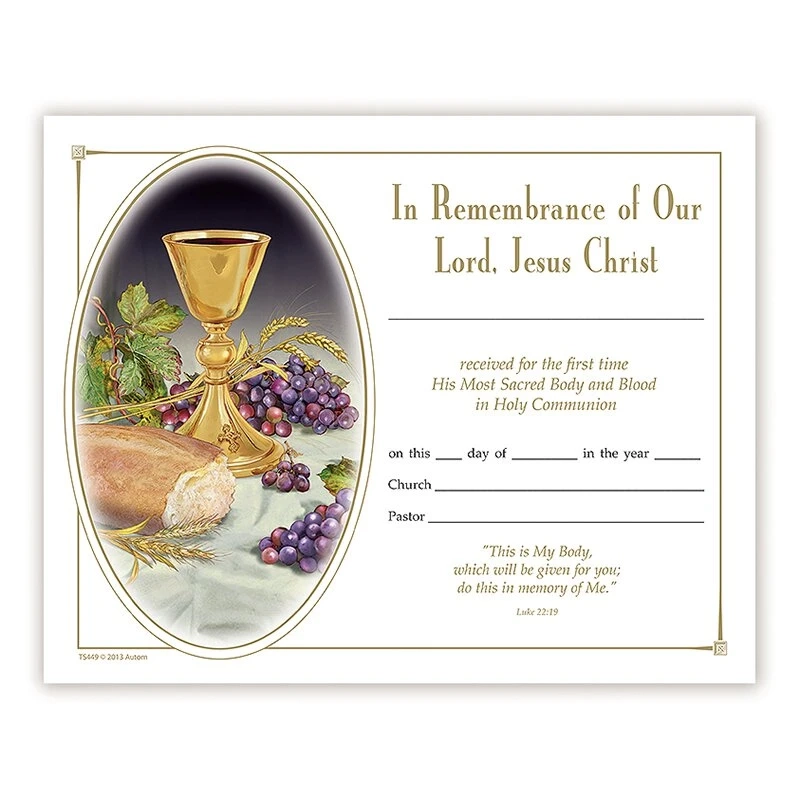 Body Of Christ First Communion Certificate 100 pk Consumer Autom