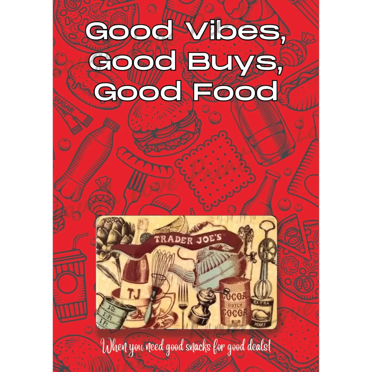 Bonus Gift Card Page Trader Joe s Gift Card Theme Add To Any Of The Other Gift Card Books Printable Instant Download Gift Laugh Love Print