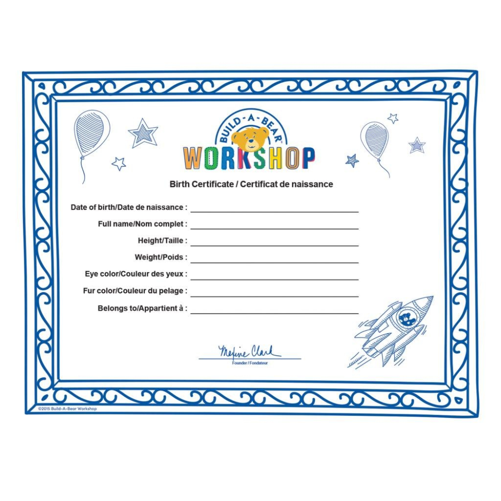 Printable Build A Bear Birth Certificate Printable Build A Bear Birth Certificate