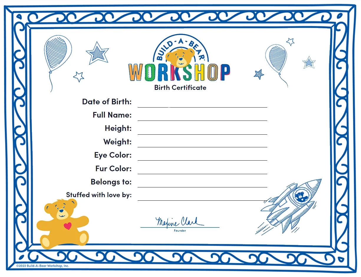 Build A Bear Birth Certificate Template R buildabear