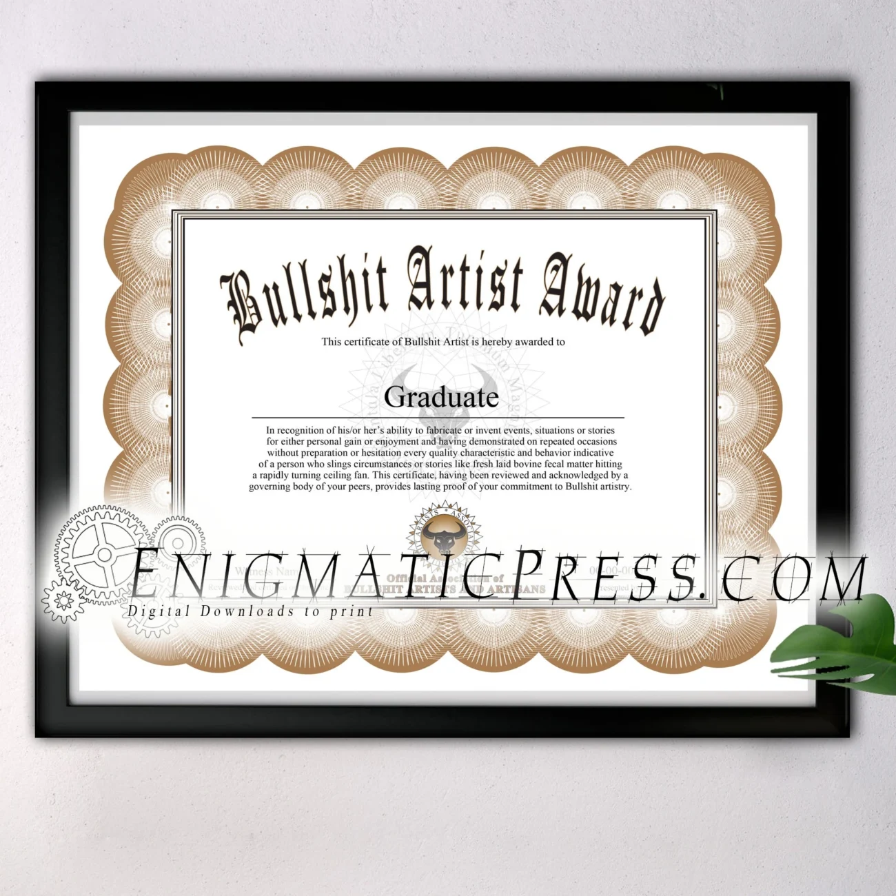 Bullshit Artist Award Certificate With Editable Text Home Printable Digital Download Pdf Etsy Denmark