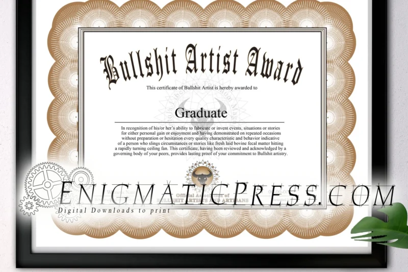 Printable Bullshit Certificate