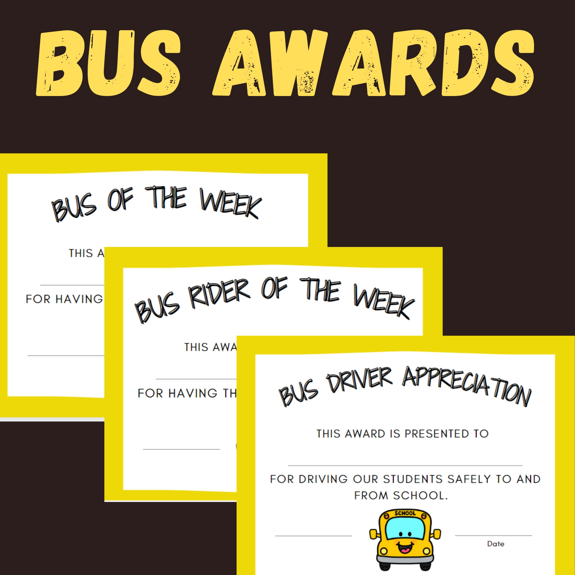 Printable School Bus Certificates Printable School Bus Certificates