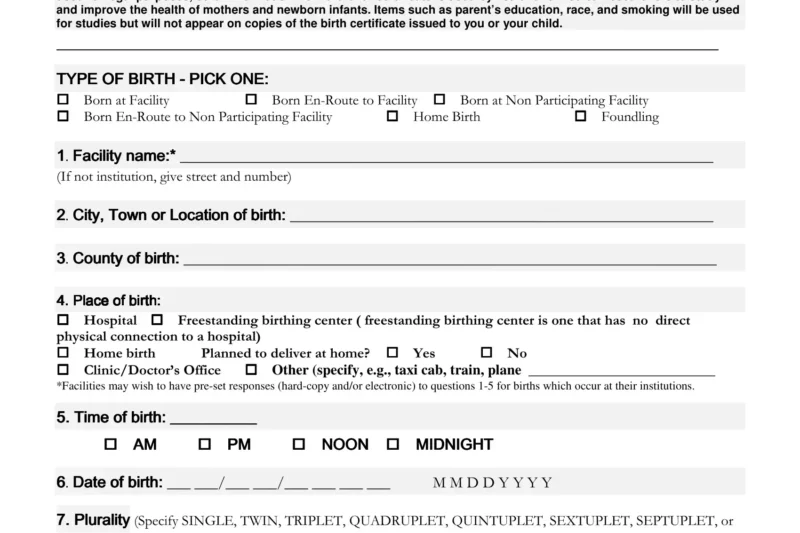 Printable Birth Certificate Application For California