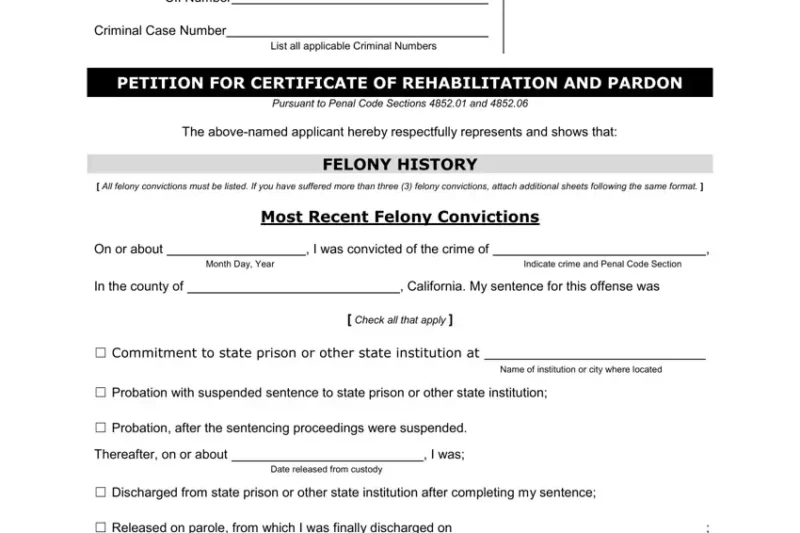 Certificate Of Rehabilitation Printable Application California