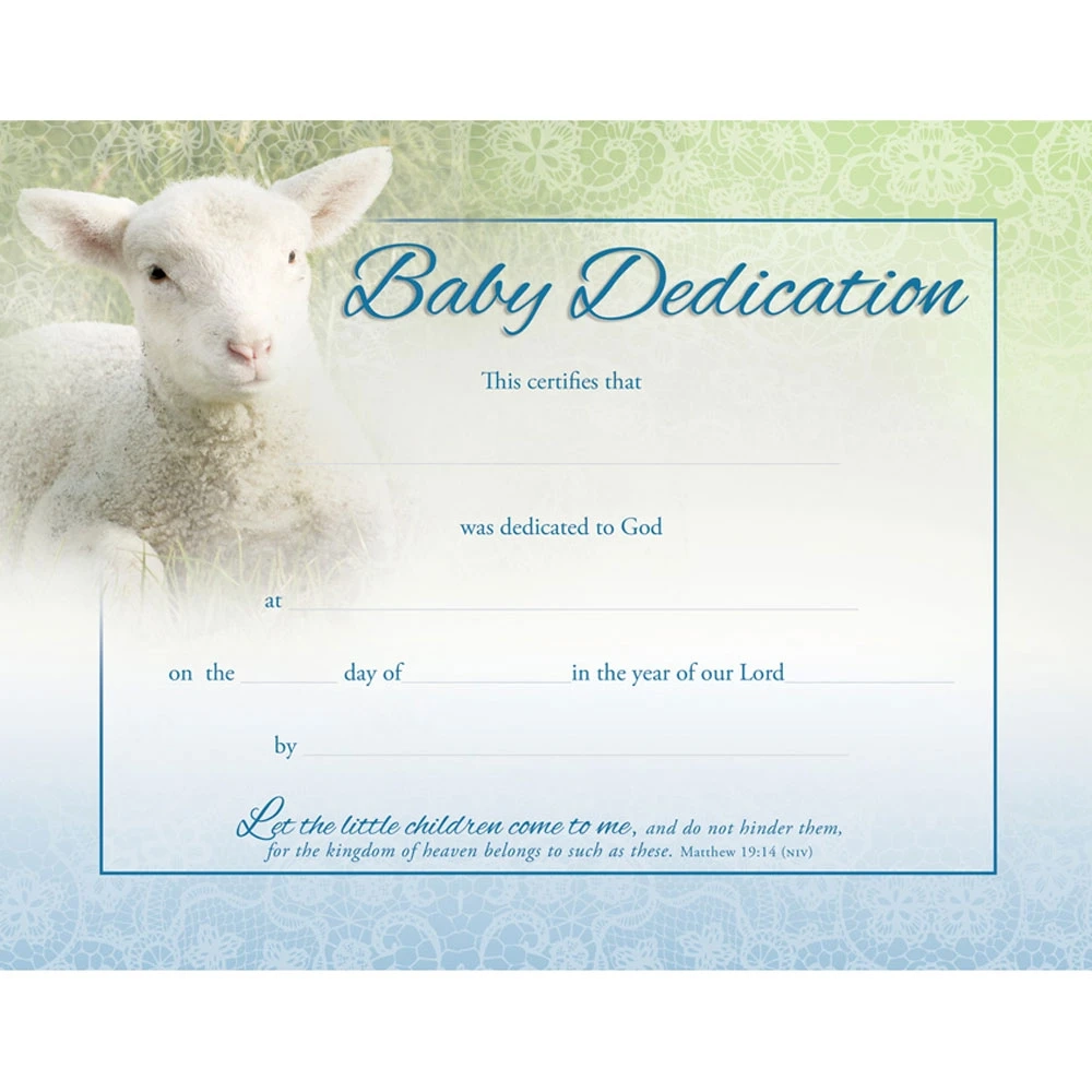 Certificate Baby Dedication 11 X 8 5 Coated Stock Full Color