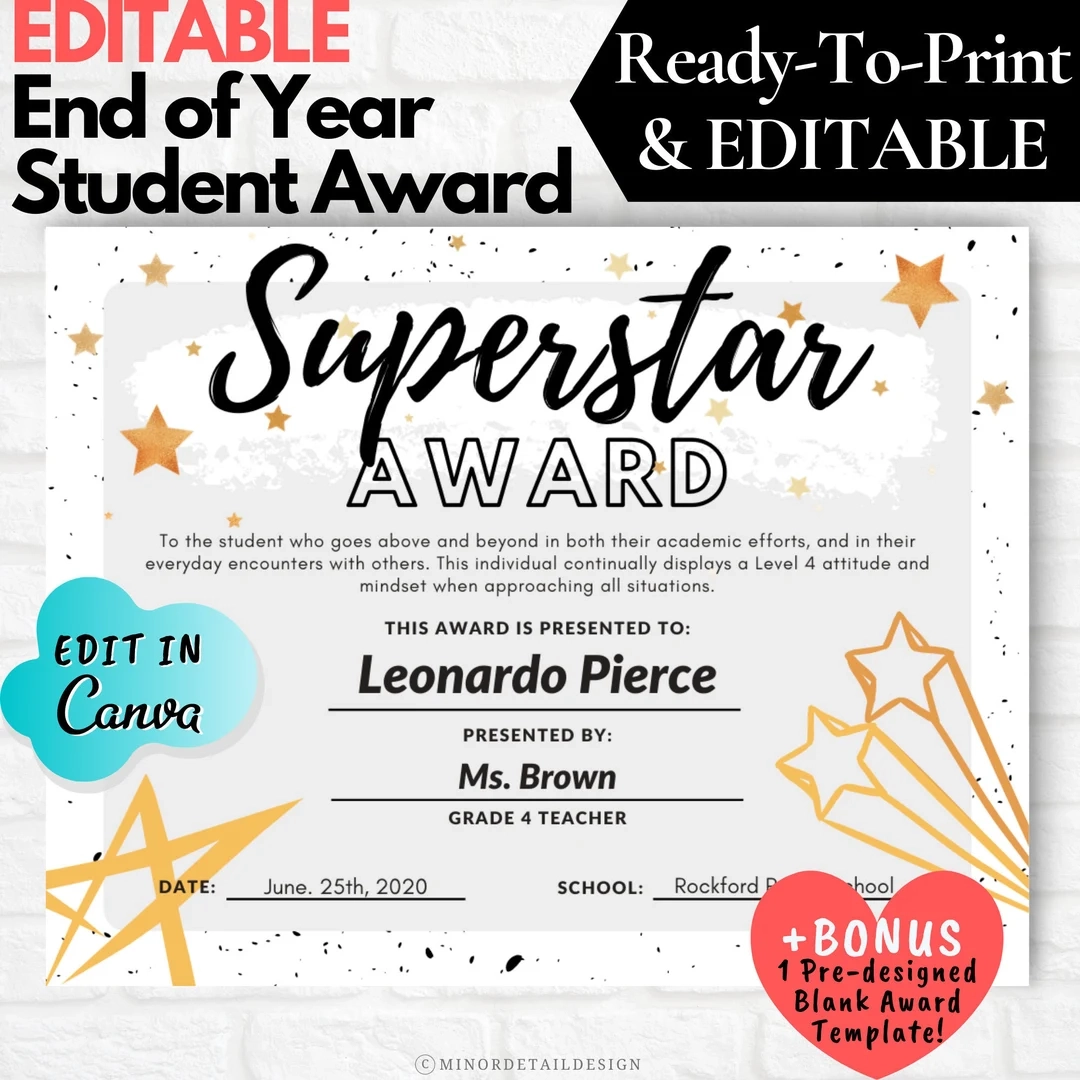 End Of Year Award Certificates Printable End Of Year Award Certificates Printable