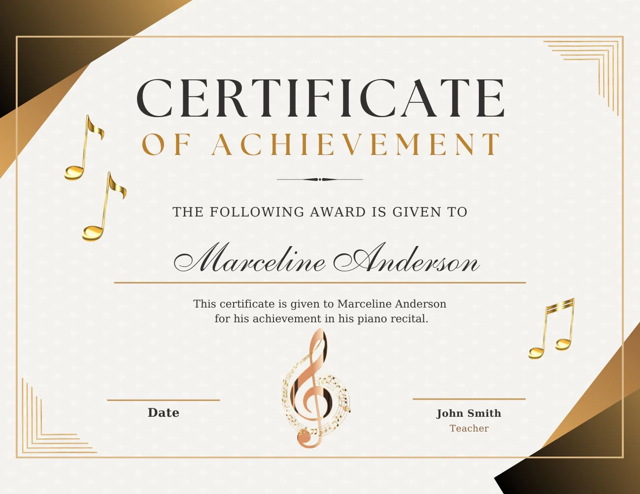 Music Certificate Template Printable Music Certificate Template Printable