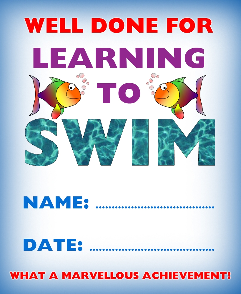 Certificate Of Achievement Well Done For Learning To Swim Rooftop Post Printables