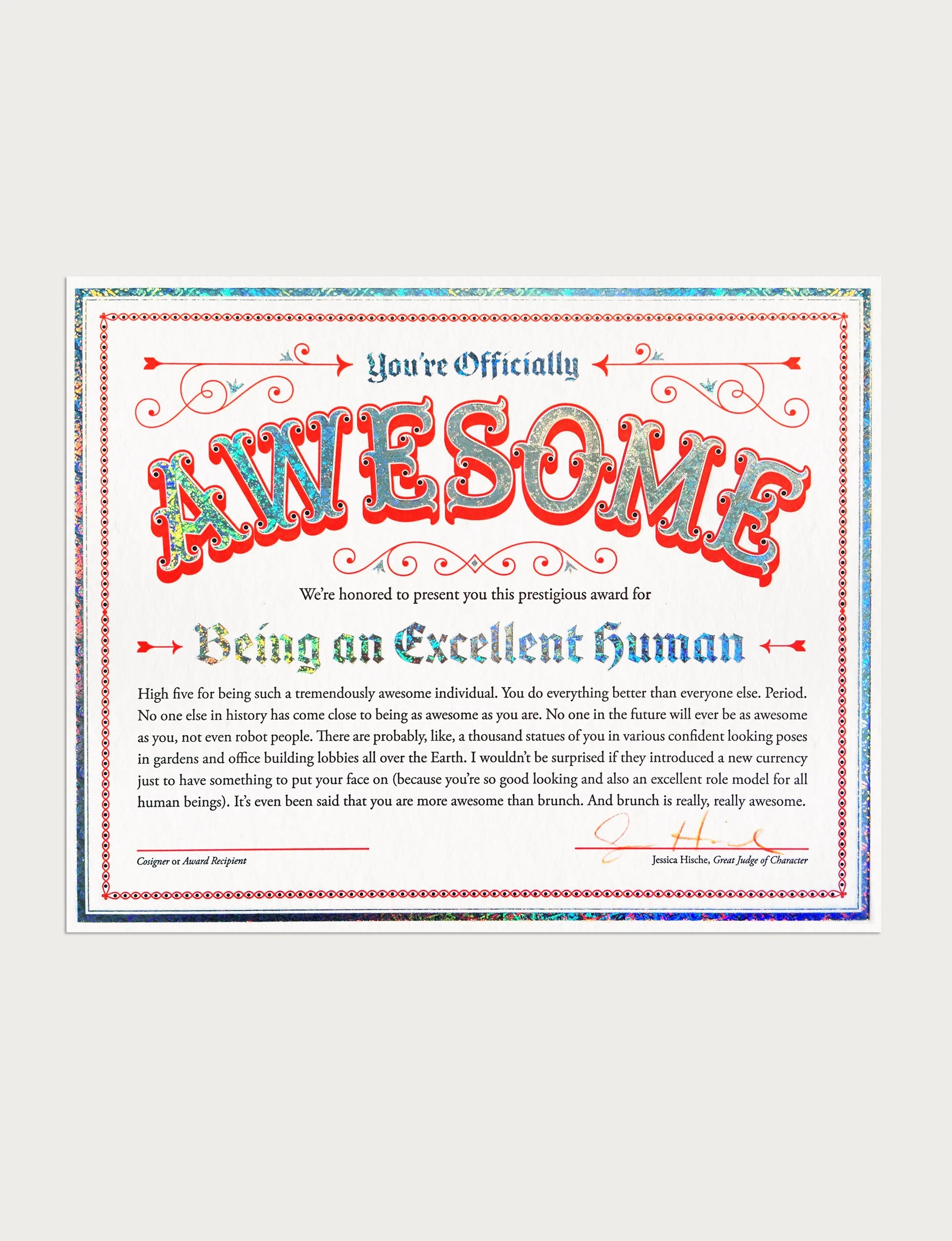 Certificate Of Awesomeness Jessica Hische