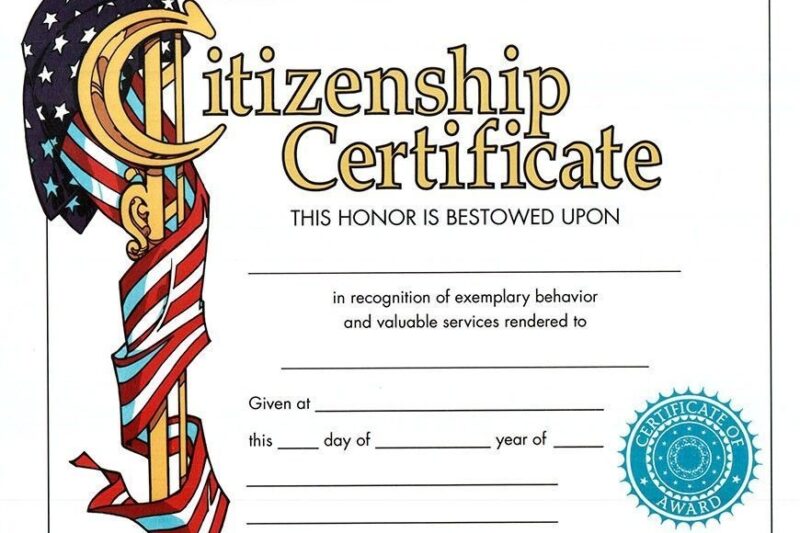 Citizenship Certificate Template Free Printable
