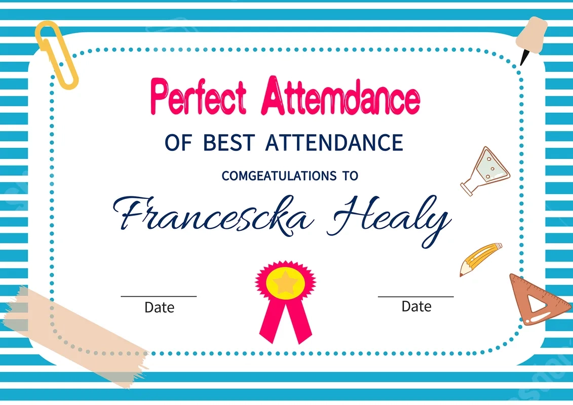 Free Perfect Attendance Certificate Printable