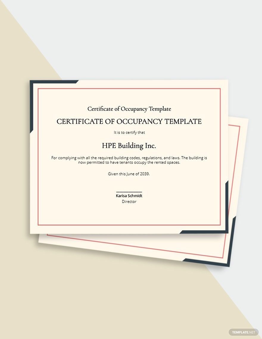 Certificate Of Occupancy Template In PSD Illustrator Word Publisher Google Docs Pages Download Template Certificate Of Occupancy Template In PSD Illustrator Word Publisher Google Docs Pages Download Template