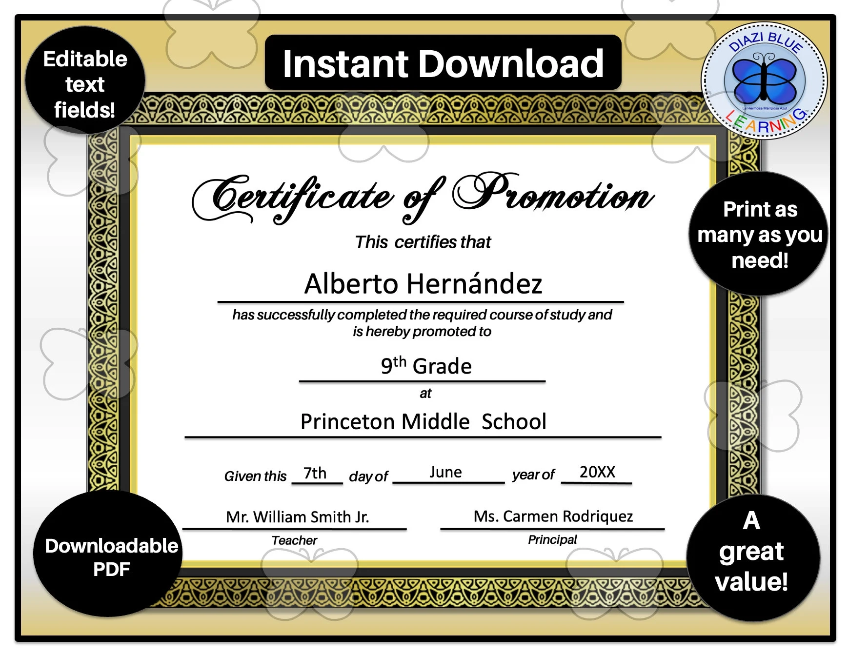 Certificate Of Promotion Certificate Of Completion End Of Year School Certificates editable Promotion Certificate Gold Border Certificate Etsy Certificate Of Promotion Certificate Of Completion End Of Year School Certificates editable Promotion Certificate Gold Border Certificate Etsy