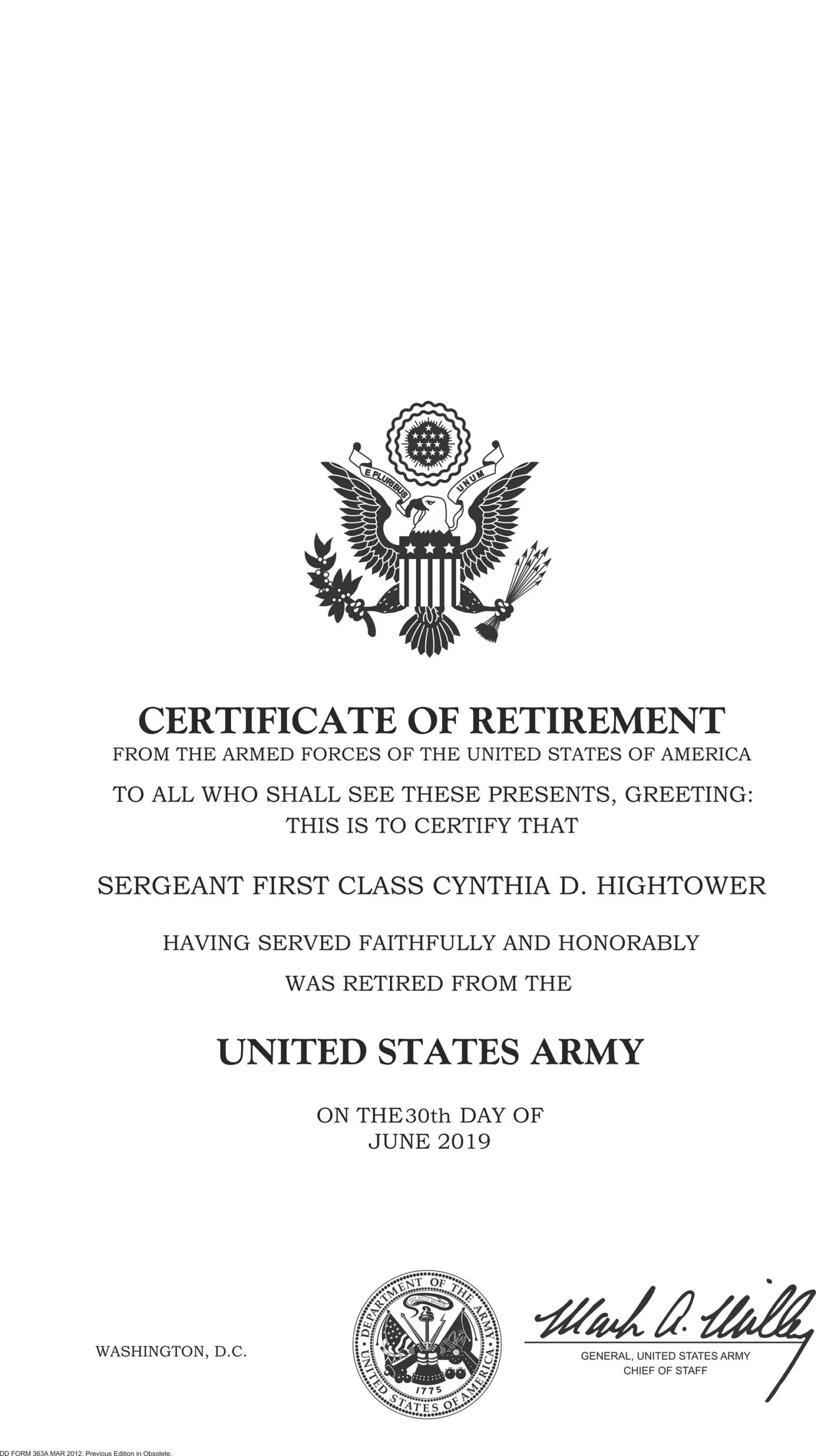 Certificate Of Retirement US Army Etsy Certificate Of Retirement US Army Etsy