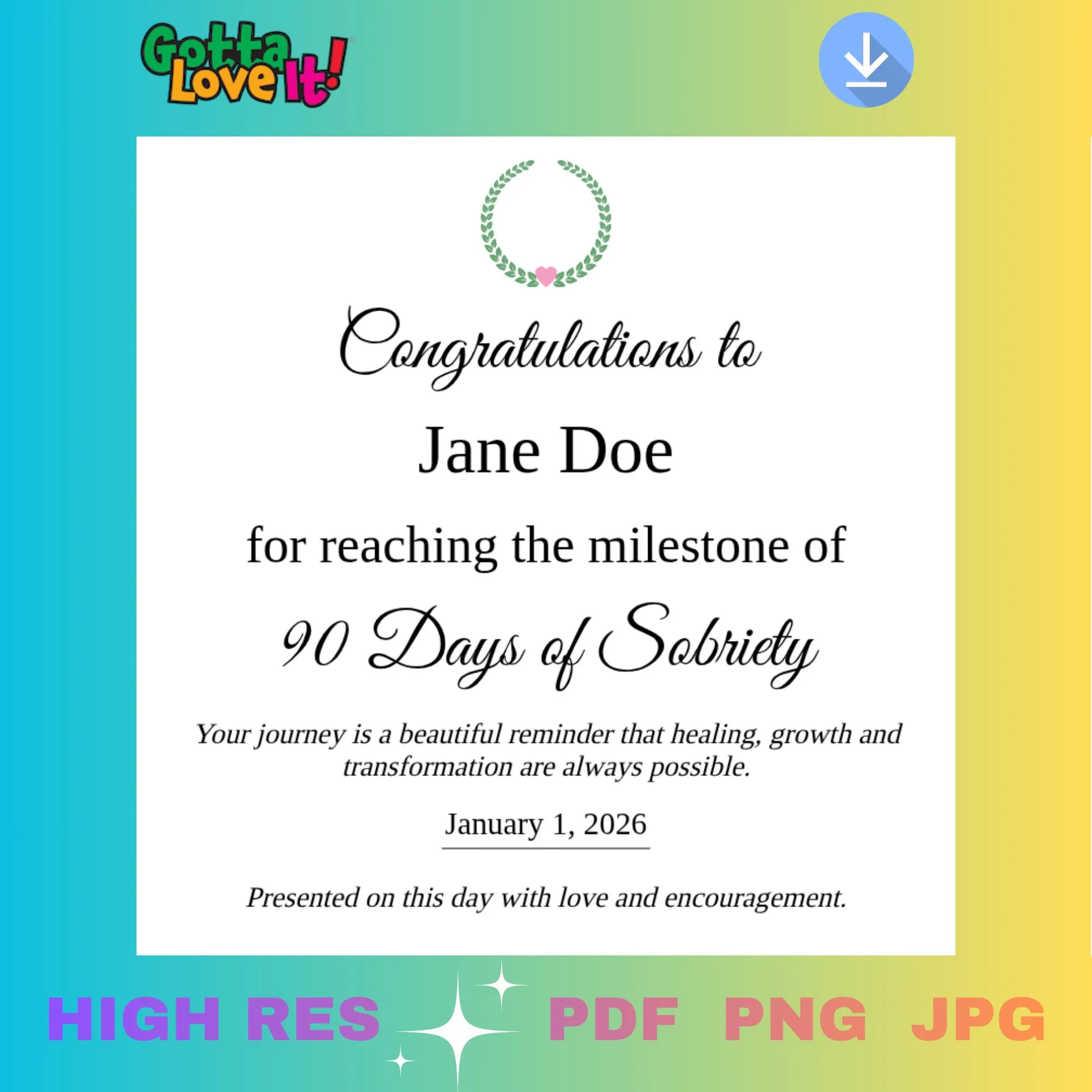 Sobriety Certificate Printable Sobriety Certificate Printable