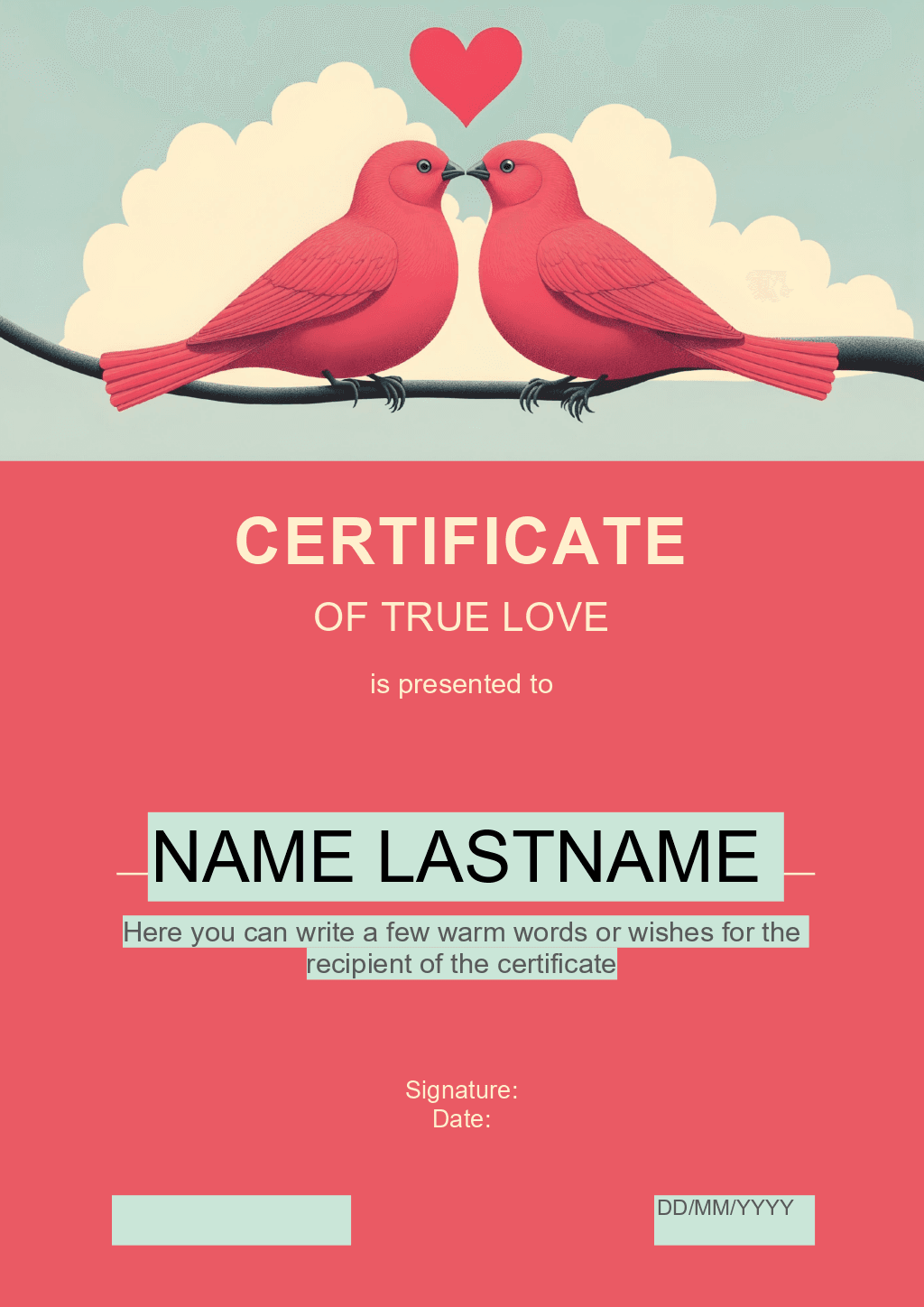 Certificate Of True Love Template 1 ONLYOFFICE ONLYOFFICE