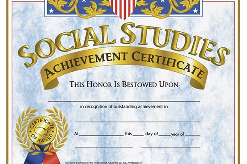Printable Social Studies Award Certificate